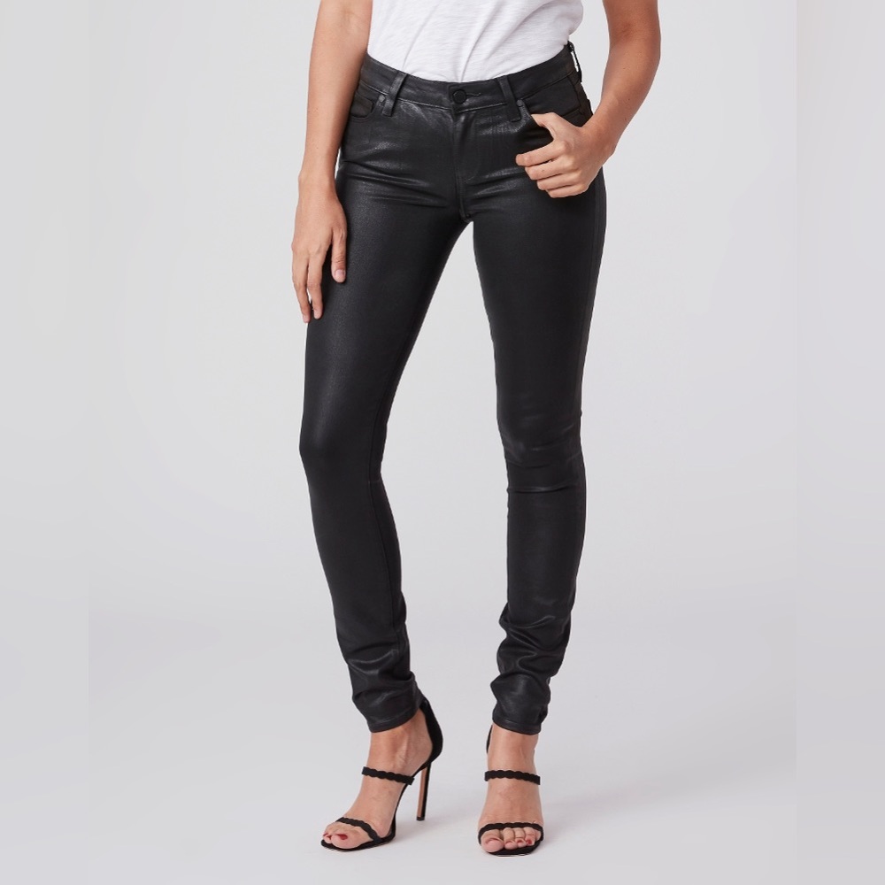 Paige Verdugo Ultra Skinny Jeans - Black Fog Luxe Coating
